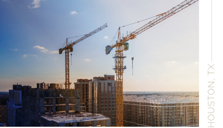 Cranes at a construction site, Houston TX.